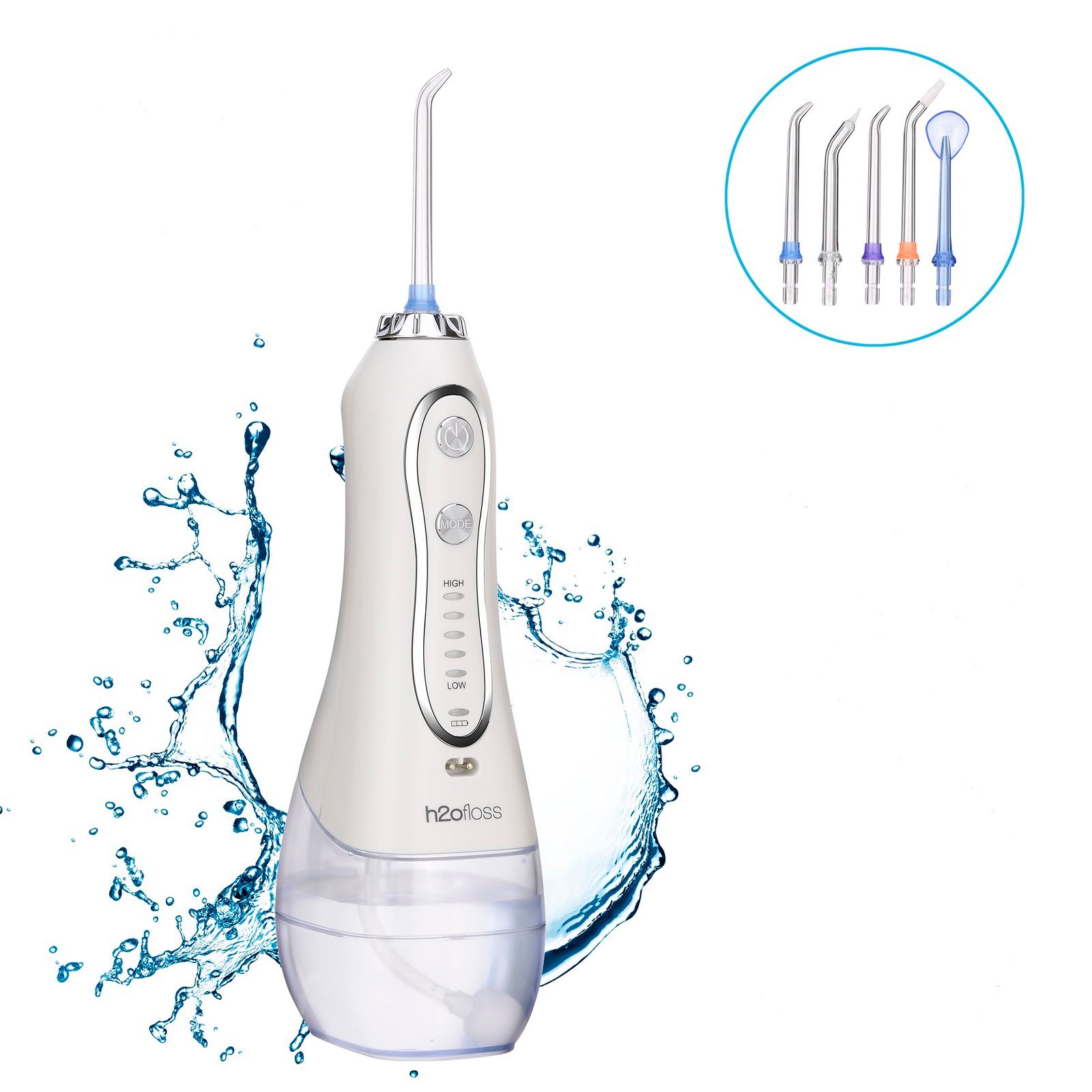 H2O Floss Cordless Water Flosser – waterproof, USB rechargeable, five pressure settings, available in Kenya