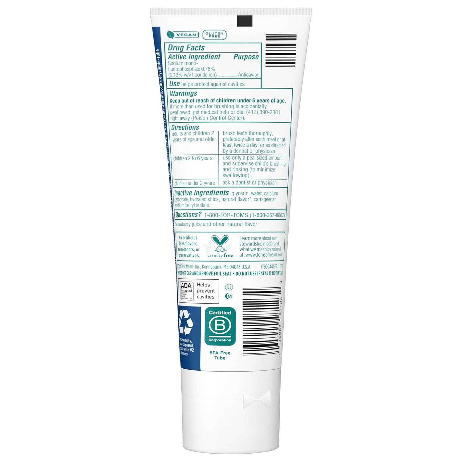 Tom's of Maine Kids Fluoride Toothpaste – Silly Strawberry 5.1 oz / 144g Tom's of Maine Kids Fluoride Toothpaste – Silly Strawberry 5.1 oz / 144g